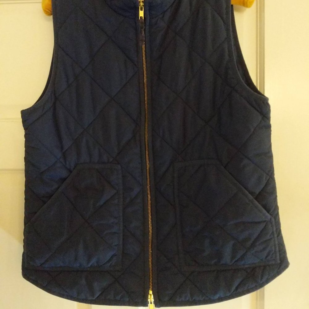 J.Crew Factory Quilted Puffer Novelty Vest Navy Blue size M